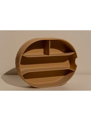 Mabelme Store 3D Baskı Bölmeli Çok Amaçlı Organizer Banyo ve Masa Üstü Düzenleyici Oval Kutu 22X17 cm Bej
