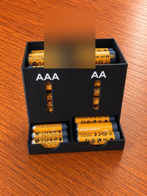 Mabelme Store 3D Baskı Aa ve Aaa Pil Dağıtıcı Organizer Duvar Askılı Pil Saklama Kutusu Pil Düzenleyici Siyah