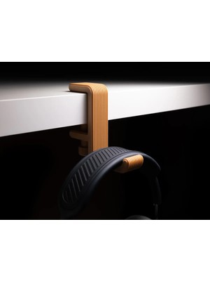 Mabelme Store 3D Baskı Masa Kenarı Kulaklık Askısı Çizgili Kulaklık Tutucu Sıkıştırmalı Kulaklık Askısı 10-40 mm - Turuncu