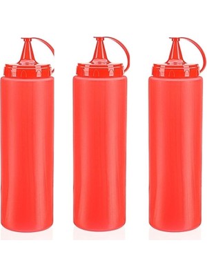 Mabelme Store Ketçap Şişesi - 700ML Kırmızı 3 Adet