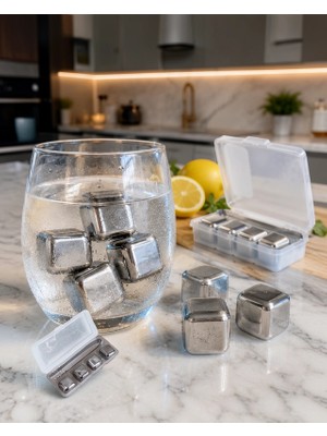 Mabelme Store Paslanmaz Metal Buz Küpü Takımı Hızlı Soğutma