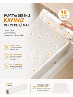 Mabelme Store Papatya Desenli Kaymaz Dolap ve Çekmece Içi Mat 10 Metre