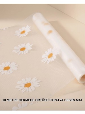 Mabelme Store 10 Metre Papatya Desenli Kolay Temizlenebilir Çekmece Matı