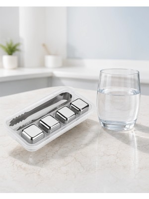 Mabelme Store Metal Buz Küpü Seti 304 Paslanmaz Çelik