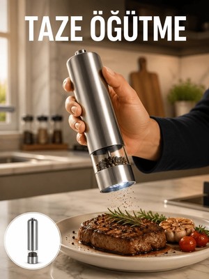 Mabelme Store Işıklı Pilli Baharat Değirmeni Taze ve Pratik Öğütme Yeni Nesil
