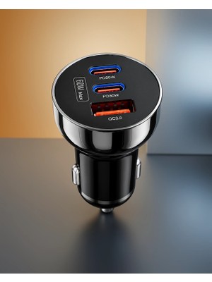 Mabelme Store Araç Şarj Cihazı 60W Çift Usb-C Pd Usb-A Qc3.0