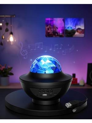 Mabelme Store Işık Projektörü Renkli Disko Topu Bluetooth Hoparlör