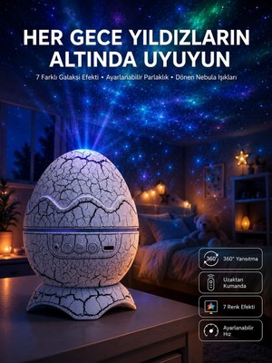 Hace Bazaar Yumurta Görünümlü Masa ve Gece Lambası Renk Değiştirebilen Projektör -Hcb