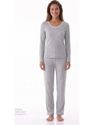 Penti Gri Melanj Dream Soft Uzun Kollu Pantolon Pijama Takımı