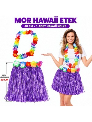 tp Luau Aloha Mor Hawaii Etek 40 cm ve 4’lü Hawaii Seti