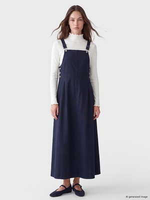 LC Waikiki Lcw Modest Lacivert Kare Yaka Salopet Elbise