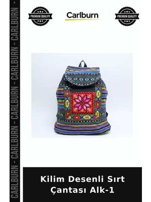 Carlburn Kilim Desenli Sırt Çantası Alk-1 Aktif Yaşam Genç Çanta Stil Sahibi