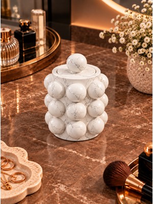 Betonmall Kapaklı Takı Kutusu Bubble Dekoratif Takı Organizeri Yüzük Kolye Küpe ve Bileklik Saklama Kabı