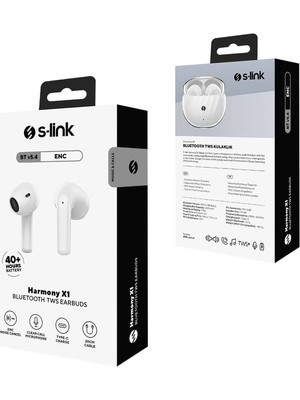 Aydınlatma Dünyam S-Link Harmony X1 Beyaz 4 Mikrofonlu Enc Bluetooth V5.4 Tws Gerçek Kablosuz Kulaklik