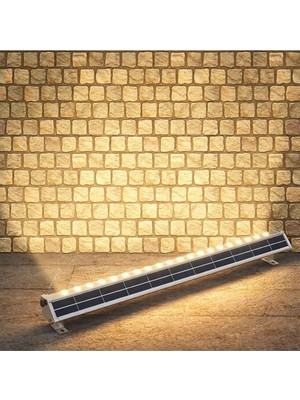 Güneş Enerjili Wall Washer - Kumandalı Günışığı LED Tabela -Taş Duvar Dış Mekan Aydınlatma -100CM