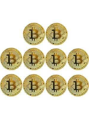 Madeni Hatıra Parası, Btc Altın Rengi Hediye Sikke Para, Kutulu Koleksiyon Parası (10 Adet)
