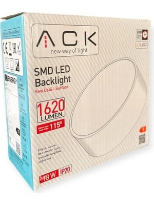 Ack 18W Beyaz 6500K Siva Üstü Yuvarlak LED Panel AP05-01830