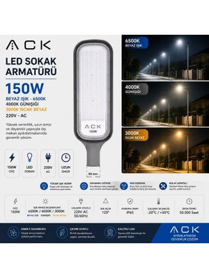 Ack 150W 3000K IP65 Smd LED Sokak Armatürü AT41-19400