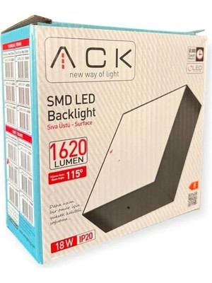 Ack 18W Beyaz 6500K Siva Üstü Kare LED Backlight Panel AP06-01830