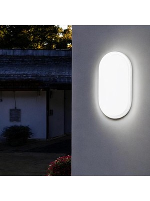 20W Oval Beyaz LED Nemliyer Armatür – IP65 Su Geçirmez Tavan/duvar Lambası, 6500K Beyaz Işık, 2000 Lümen, 27X16.7 Cm, Iç ve Dış Mekan Kullanıma Uygun, Banyo Balkon Bahçe Aydınlatması