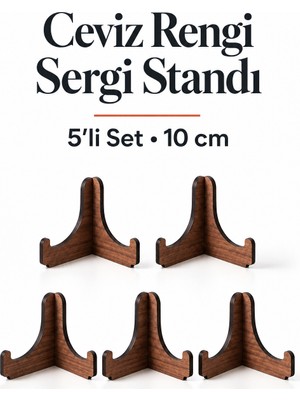 212toyzz 5'li Küçük Boy Ceviz Ahşap Çerçeve Tabak Kitap Fotoğraf Çerçevesi Standı Sergi Seti 10 cm