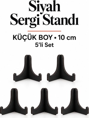 212toyzz 5'li Küçük Boy Siyah Ahşap Çerçeve Tabak Kitap Fotoğraf Çerçevesi Standı Sergi Seti 10 cm