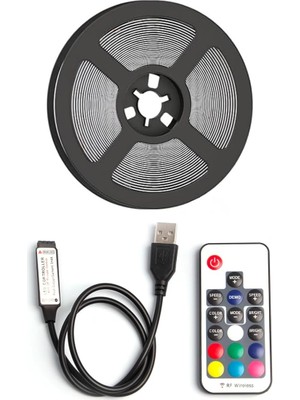 Arkası Animasyonlu Rgb Şerit LED Seti Kumandalı 3 Metre - Cata - 5V USB Girişli