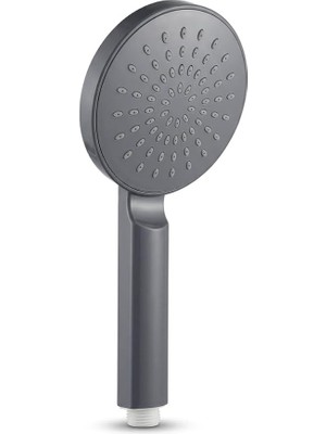 Yuvarlak El Duş Başlığı (Mat Gri) - Kireç Karşıtı Silikon Nozullu Modern Banyo Başlığı