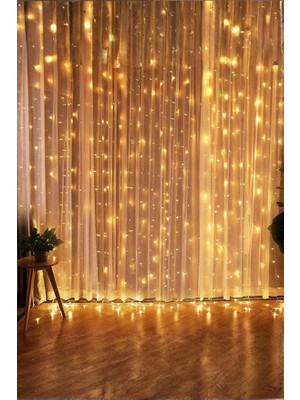Kumandalı 8 Ayrı Moda Sahip 3MX3M (300 cm x 300 Cm) Perde LED 10 Saçaklı Gün Işığı