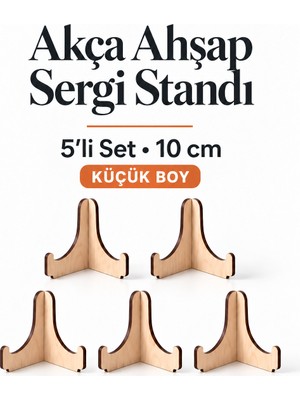 212toyzz 5'li Küçük Boy Akça Ahşap Çerçeve Tabak Kitap Fotoğraf Çerçevesi Standı Sergi Seti 10 cm