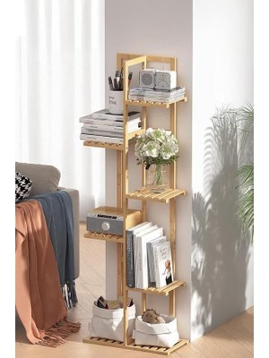 Bambu 6 Raflı Saksılık Çok Amaçlı Stand Çiçeklik Banyo Düzenleyici Havluluk DB-0025