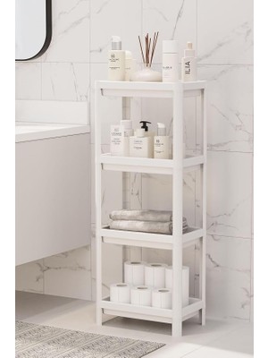 Life 4 Katlı Hazneli Plastik Beyaz Banyo Mutfak Balkon Düzenleyici Rafı MIT1191