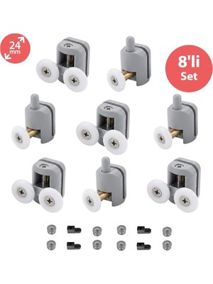 Tekerleği Cam Kabin Tekeri Plastik 8 Li Set Teker Çapı 24 mm