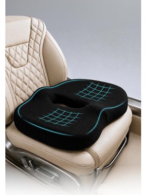 Oto Araç Ofis Koltuk Sandalye Bel Destek Minderi Koltuk Yükseltici Ergonomik Minder – Siyah