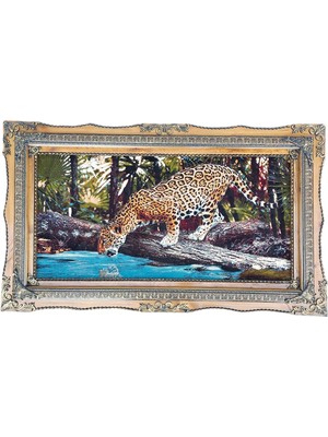 Hasyılmaz Yabanın Gölgesinde Temalı Iran Tebriz Halı Tablo 120X70CM - Duvar Halı Kilim Tablo