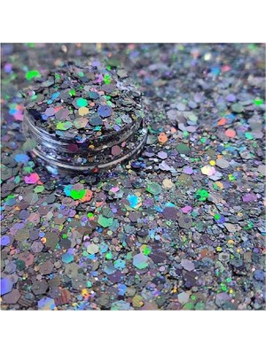 100ML Epoksi Chunky Gümüş Holografik Slime Reçine Nailart Tırnak Yüz Vücut Makyaj Simi Glitter