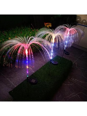 Denizanası Solar Bahçe Lambası Rgb Renk Değiştiren Güneş Enerjili LED Dekoratif Çim Aydınlatma Tekli