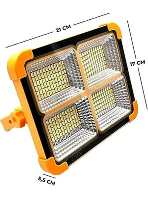 CT-4698 Taşınabilir Solar Projektör IP44 Güneş Enerjili 3 Renk Modu Dimmerli ve Şarjlı LED Işık