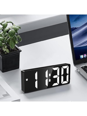 LED Ekran USB Güç Dijital Aynalı Masa Saati Sıcaklık Alarm Takvim
