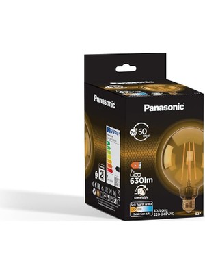 E27 Dim Edilebilir Filaman G95 Lamba 7W 630LM 2000K Gold