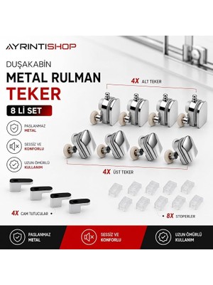 Duşakabin Metal Rulman Lüx Tekerlek 8li Set (24 Mm)