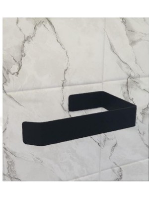 Metal Mat Siyah Yapışkanlı Tuvalet Kağıtlık ve Kağıt Havluluk Ikili Set Yapışkanlı Wc Kağıtlık ve Kağıt Havlu Askısı 3m Yapışkanlı Tasarım MT74S