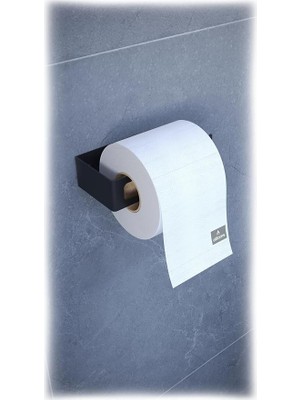 Metal Tuvalet Kağıtlık – Çelik Duvar Tipi Wc Peçete Askısı, Modern Minimal Banyo Aksesuarı - Siyah