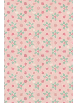 Rugzella Yılbaşı Halısı Pudra Pembe Nane Yeşili Vintage Noel Desenli Krem Yıkanabilir Halı