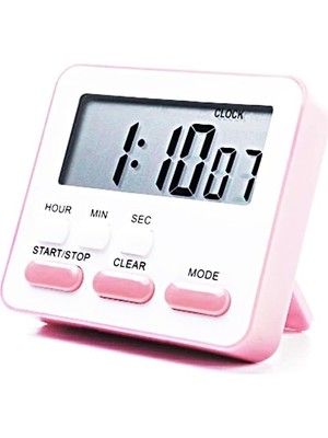 Alarmlı Dijital Öğrenci Sınav Kronometresi 24 Saat Geri Sayım Cihazı Saat - Alarm/kronometre Pembe - Beyaz