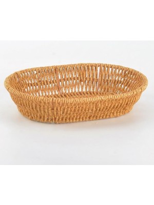El Yapımı Doğal Hasır Sepet - Oval Ekmeklik ve Çok Amaçlı Düzenleyici (25,50X18X6 Cm)