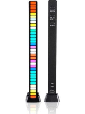 Sese Duyarlı Ekolayzer 32 LED 8 Mod 18 Renk Çubuk LED Turkuaz