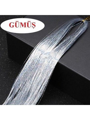 Simi Gümüş - Saça Pratik Bağlanan Hair Tinsel 110-120 cm Uzunluğunda