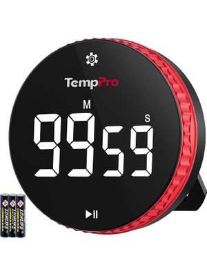 TM04 99 Saat Kapasiteli Çevirmeli Dijital Mutfak ve Ders Zamanlayıcısı, Geniş LED Ekranlı Mıknatıslı Kronometre (Eski Adıyla Thermopro)