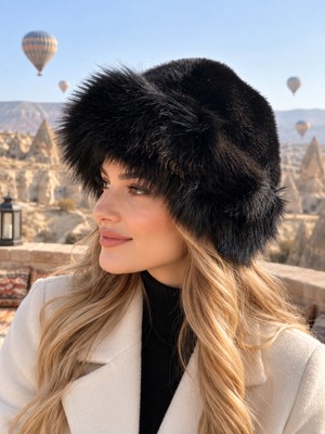 Feemels Premium Peluş Kürklü Bere – Kürklü Şapka - Kalpak